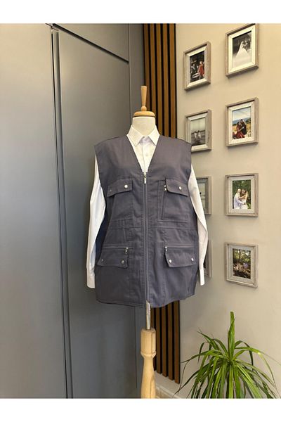 BERNEO Men's Daddy - Large Summer Vest with Multi Pockets and Linen Zipper