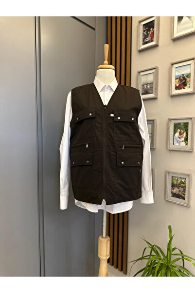 BERNEO Мъжки баща - мултифункционален жилет с много джобове и цип за пролет и лято