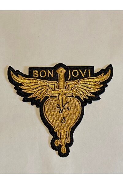 StüdyoÜmitTişört بون جوفي رقعة شعار أصفر - ختم، مزيج، رقعة جينز