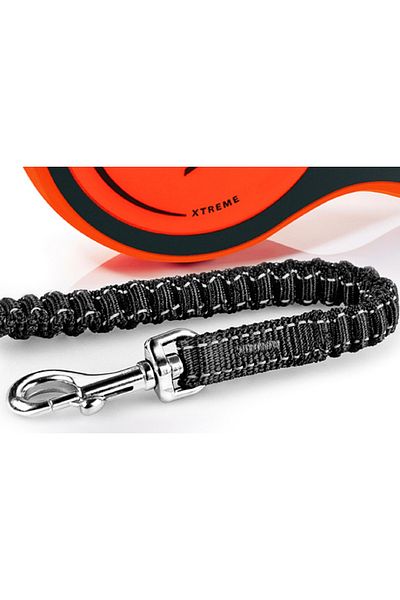 Flexi وصلة كلب أوتوماتيكية بطول 5 أمتار - بحد أقصى 65 كجم مقاس L كبير مع شريط برتقالي