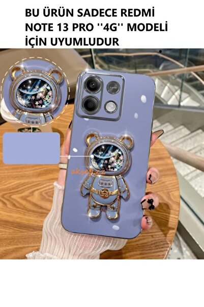 AKSEFİZZ Xiaomi Redmi Note 13 Pro 4G Uyumlu Akışkan Sıvılı Simli Yıldızlı Ayı...