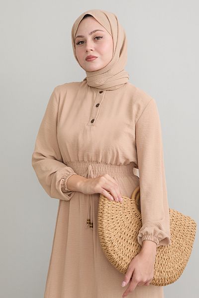 InStyle Rochie Ayrobin cu talie elastică Tena de culoare bej