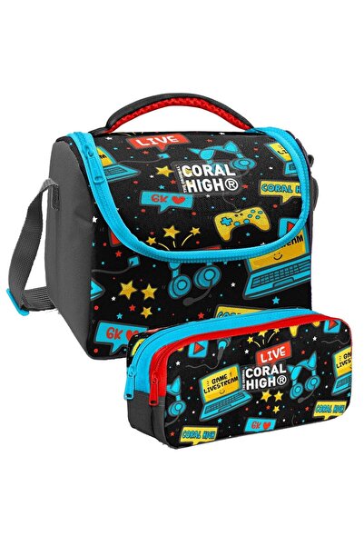 Coral High Crno-plavi Gamer D Sa deznom set kutije za hranu i držača za olovk...