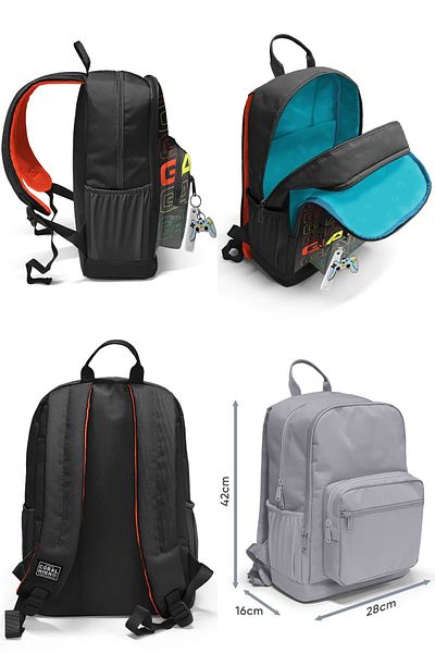 Coral High Set de școală gimnazială și cutie de prânz cu patru compartimente pentru jocuri, negru gri, pentru băieți