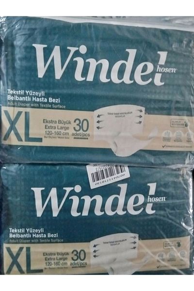 WİNDELHOSEN Adult Diapers - Oversize Windel with Textil Surface, 120-160 Cm Xlarge 2x30 = 60 Pieces