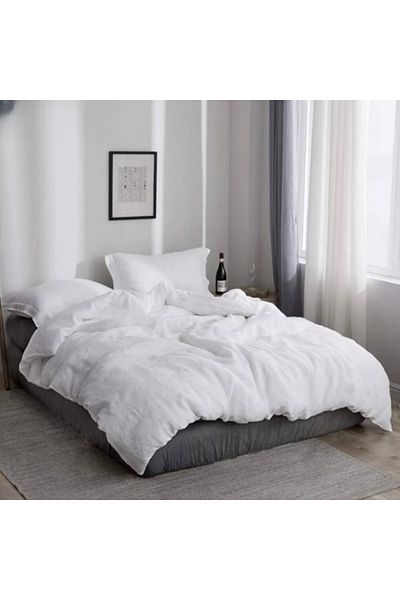 NDC HOME Set de perne pentru husă de pilotă dublă spălată în alb (200 x 220)