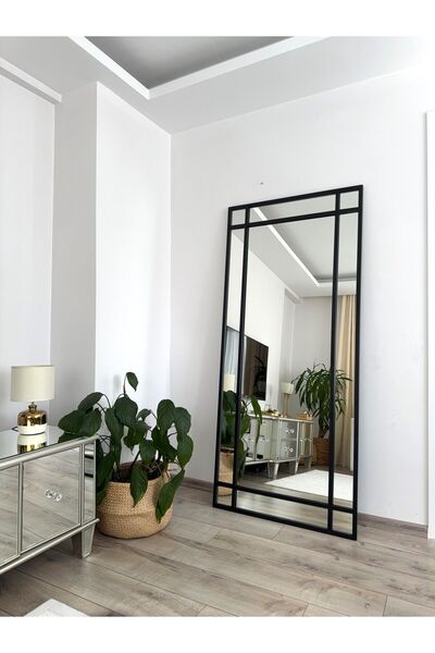 EFFE YAPI DEKOR Siyah Metal Çerçeveli 180x80 Cm Dekoratif Ayna