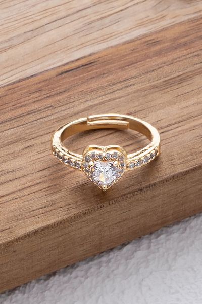 ByFlorya Jewelry White Zircon Stone Heart Ring - Free Size Adjustable