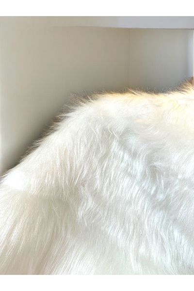 PLUSH STUDIO Zp Ymf White Long Furry, White Plush Fabric 100x150cm Textile, Home Textile