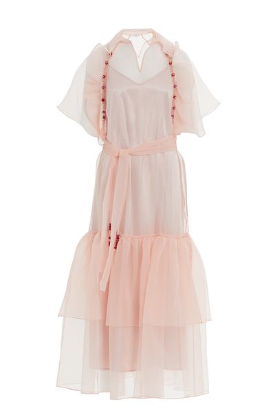 GİZİA Pink Long Dress - Tulle Detailed and Embroidered