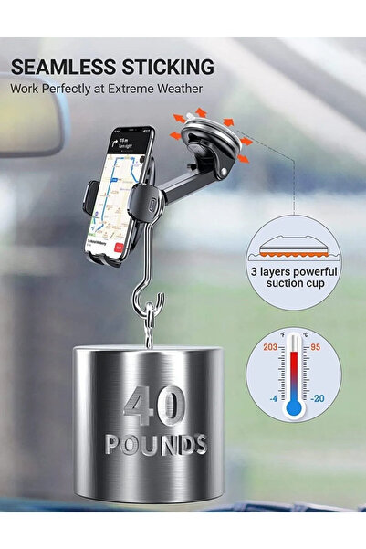 mimtec Araç Içi Uzayan Ayarlanabilir Telefon Tutucu Cam Ve Torpido Için 360 Derece Döner Ücret İade Garanti