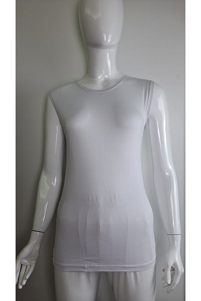 Alfa Women's Zero Sleeve Crew Neck Body White
