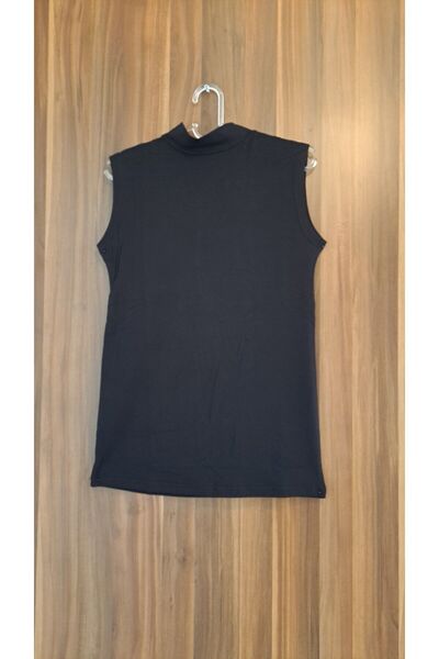 Alfa Women's Black Ecru and White ZERO Sleeve Half Turtleneck Body