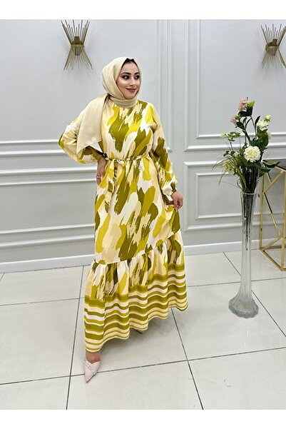 SHİROSA Rochie Hijab din șifon cu volane cu model - Femei