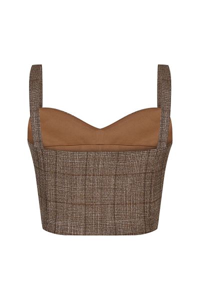 Whenever Company Brown Plaid Underwire Premium Bustier