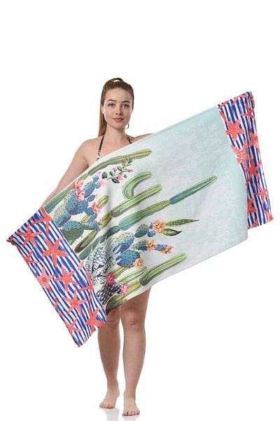 YORKADESIGN Cactus Patterned Beach Towel