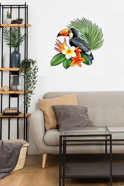 Deposundan Al Tukan Bird with Palm - Wooden Lucky Wall Decoration