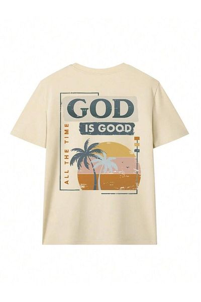 trendgar Μπλουζάκι με στάμπα σε μπεζ "God Is Good".