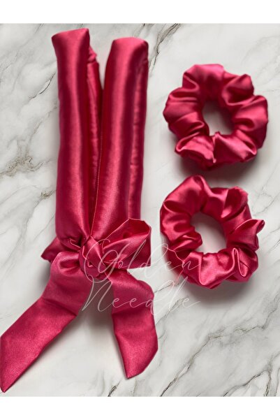 Golden Needle Pachet de 4 piese pentru coafarea părului din satin roz bomboan...