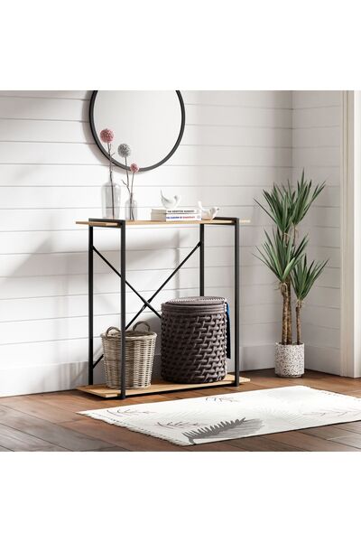 eportatif Metal Ayaklı Dresuar Raflı Dresuar Dekoratif Metal Dresuar Çam 1376
