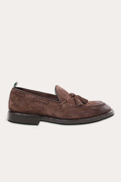 Green George Tasseled Suede Loafer Shoes