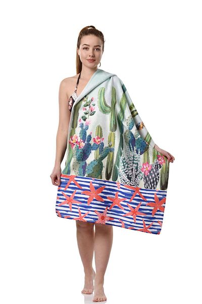 YORKADESIGN Cactus Patterned Beach Towel