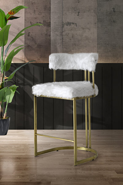 MUVA Concept Opulent Metal Bar Sandalyesi Siyah Metal - Beyaz