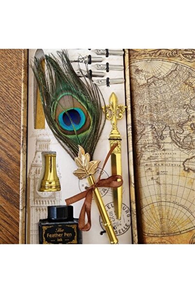 hediyesahibi Tavuskuşu Tüylü Kalem Seti Divit
