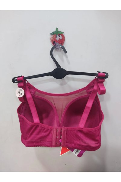 F.K Sutien Roșu Claret - Tulle Detaliat și Adunat, Fără Sârmă - 652