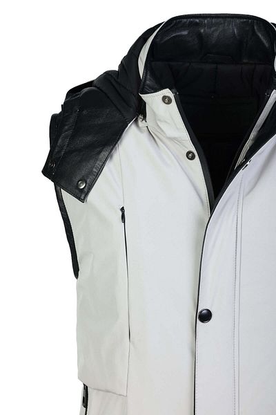 Tamer Tanca Beige/Black Men's Leather Vest and Coat