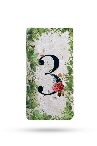 Begoloni Stone Decor Αριθμός πόρτας από φυσική πέτρα, Αριθμός πόρτας με στάμπα UV 7,5x15cm Μοτίβο5 Αρ.:3
