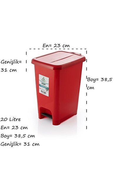 CEYMOP PROFESSIONAL Slım Pedallı Çöp Kovası 20 Lt Kırmızı