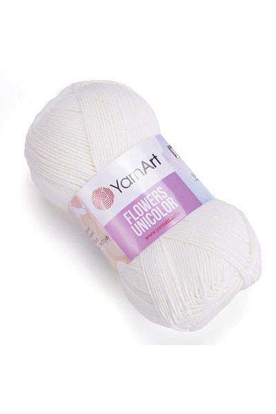 Yarnart Flori Unicolor - Ață de tricotat manual alb-730