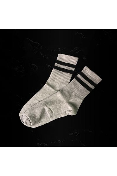 Touz Moda Сиви колежански чорапи на черни райета Touz