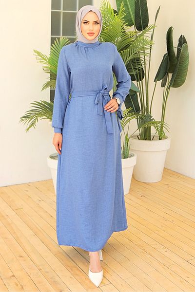 Bestenur Rochie de in albastru 970 - Snur pe maneci