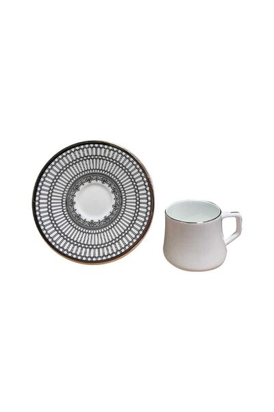 EVALIZA Crown 12 Parça 6 Kişilik Porselen Çay Fincan Takımı 130 ml