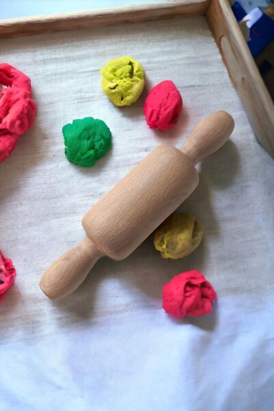 wood and craft Ahşap Oyun Hamuru Ve Seramik merdanesi Portatif Küçük Boy