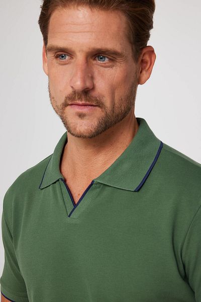 Tudors Ανδρικό μπλουζάκι Khaki Polo Collar Slim Fit - 100% βαμβάκι, απλό πικέ, χωρίς κουμπιά