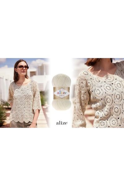 Alize Diva Merserize Görünümlü El Örgü Ipliği 100 gr 3 Adet Renk 348 Koyu Gri