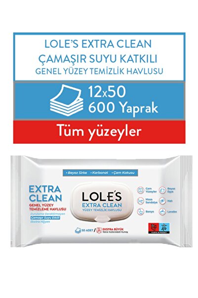 Lole's Yüzey Temizlik Havlusu, Çam Kokulu, Çamaşır Suyu Içerir, 12x50, Sirke ...