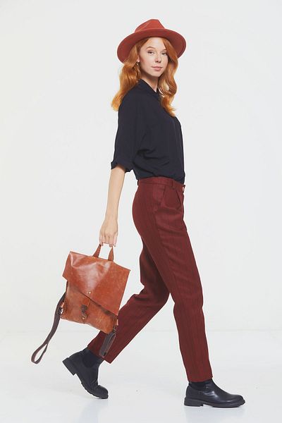 Clandestino Brick Colored Stylish Bohemian Trousers - Relaxed Cut Striped