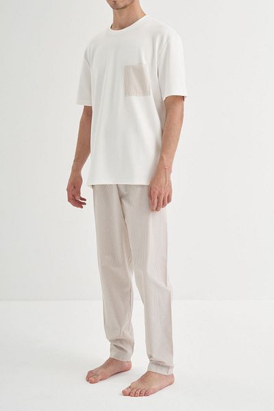 COLORDS Men's Pocket Detail Striped Long Pajama Set
