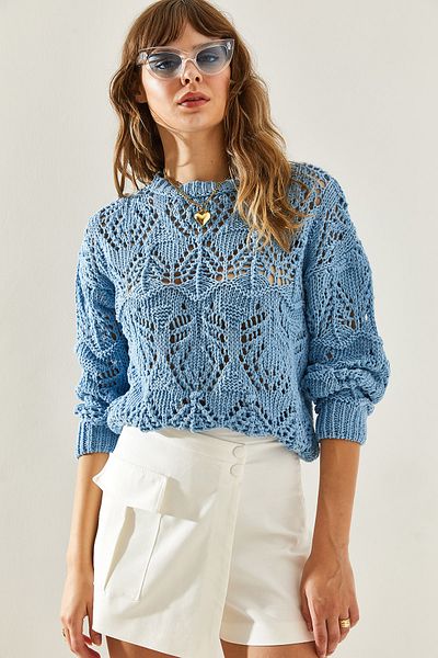 Bianco Lucci Openwork Women's Knitwear Blouse -20246173