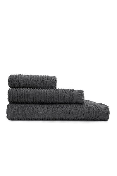 Green Black by Ecocotton Anisa Anthracite 100% Cotton Jacquard 3 τεμαχίων Σετ πετσετών μπάνιου
