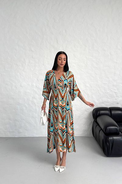 Neşeli Butik Μοντέλο NBG021 - Γυναικείο φόρεμα Vislon με χαμηλό μανίκι