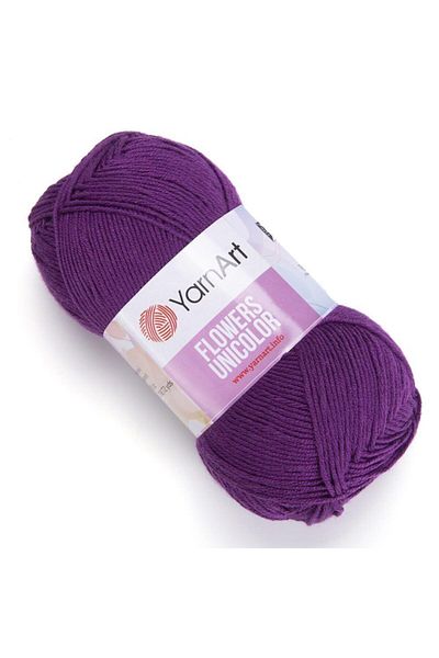 Yarnart Flowers Unicolor - Χειροποίητο Πλεκτό Νήμα Μελιτζάνα Μωβ-749
