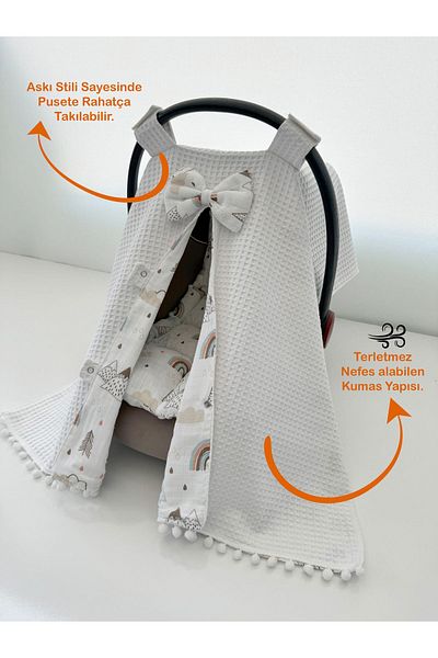 Jaju Baby Waffle Pike and Muslin Stroller - Cover and Cushion White