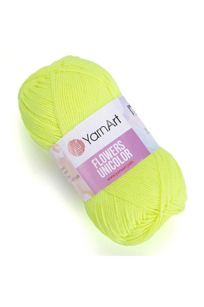 Yarnart Flowers Unicolor - Πλεκτό Χέρι Νήμα Highlighter Yellow-762