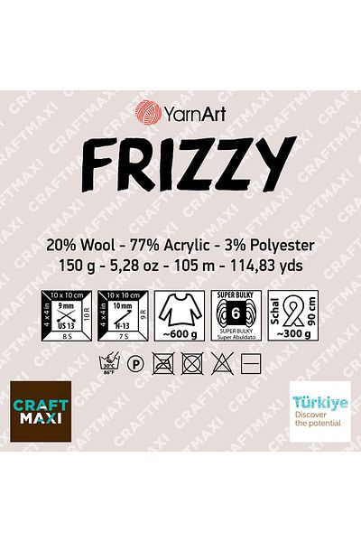 Yarnart Frizzy - Μαρμάρινο Χειροποίητο Νήμα Πλεξίματος Ebruli-420