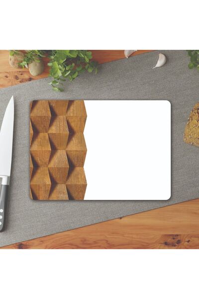 DreamHomes طاولة تقطيع وعرض زجاجية منقوشة خشبية جديدة - 25 × 35